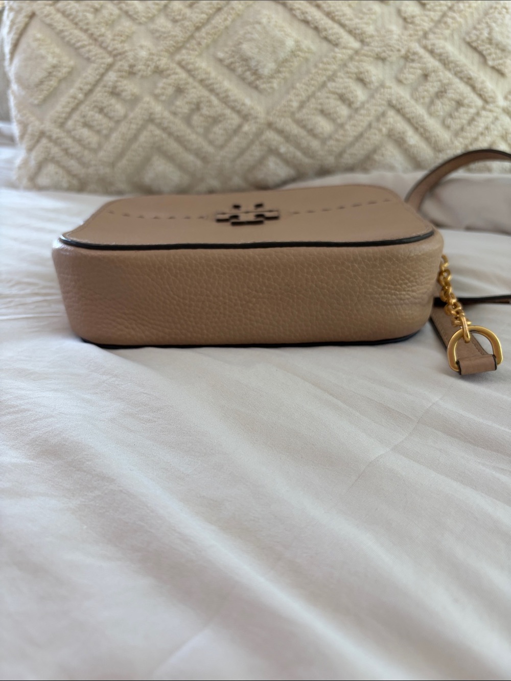 Tory Burch Pebbled Leather Crossbody in Tan - Picture 6 of 10